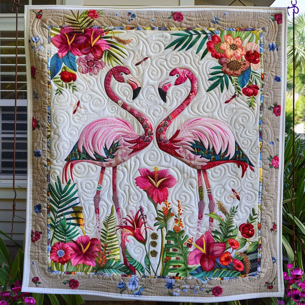 Flamingo Bouquet Quilted Blanket Flamingo Gifts For Ladies
