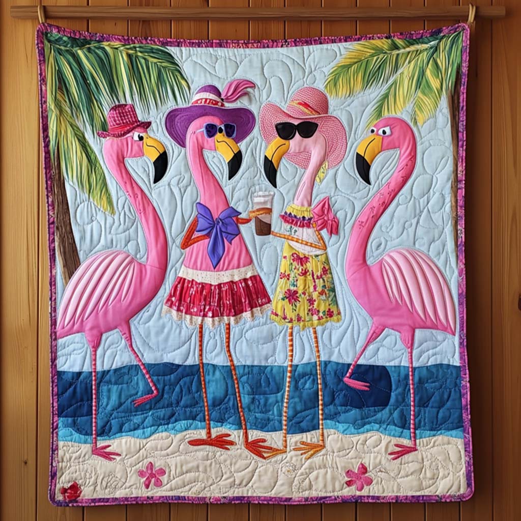Flamingo Breeze Quilted Blanket Flamingo Christmas Presents