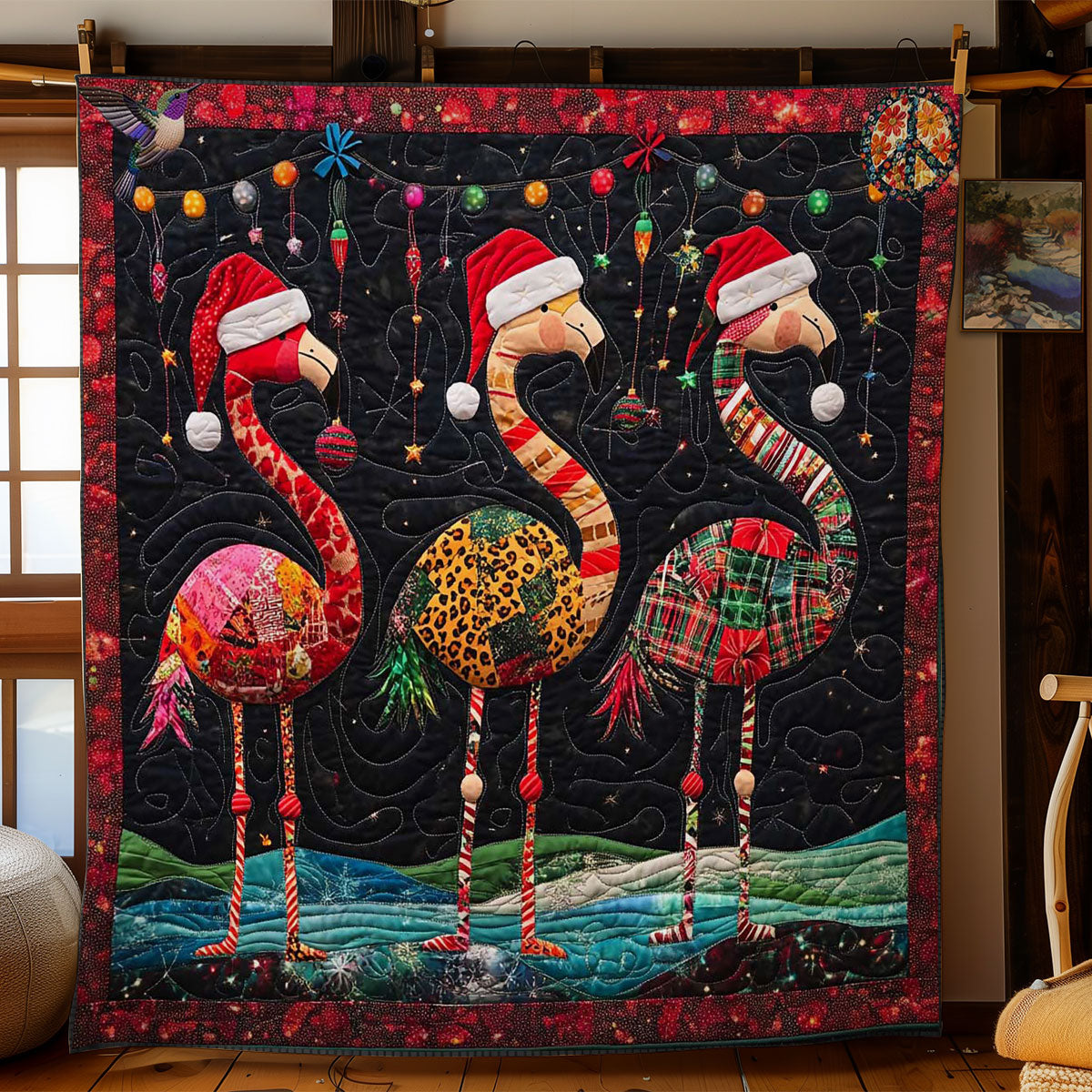 Flamingo Christmas Magic Quilt Charming Quilt Blanket Gift for Festive Spirit