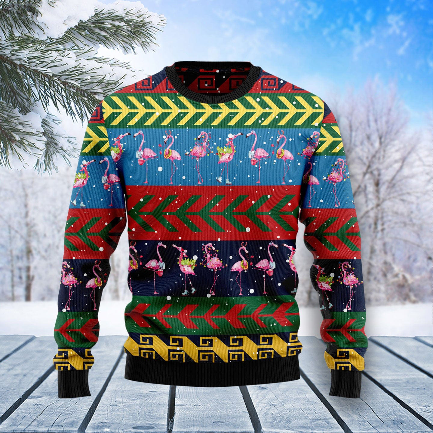 Flamingo Christmas Pattern Ugly Christmas Sweater Animal Clothing Christmas Gifts For Her