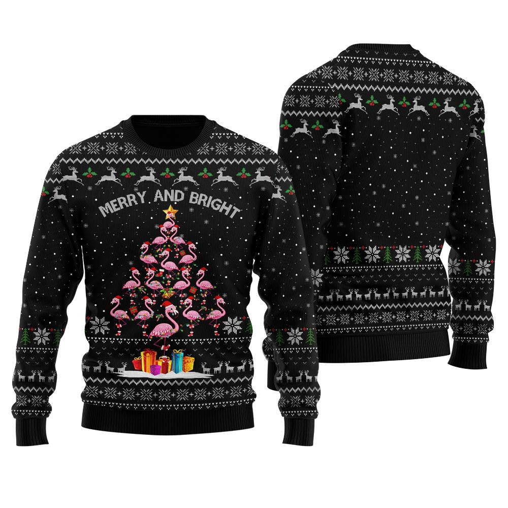 Flamingo Christmas Tree Christmas Ugly Sweater Womens Popular Holiday Gift Merch for Everyone