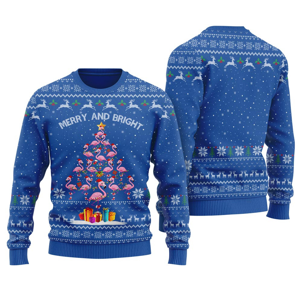 Flamingo Christmas Tree Mens Ugly Sweater Classic Holiday Sweater for Festive Looks