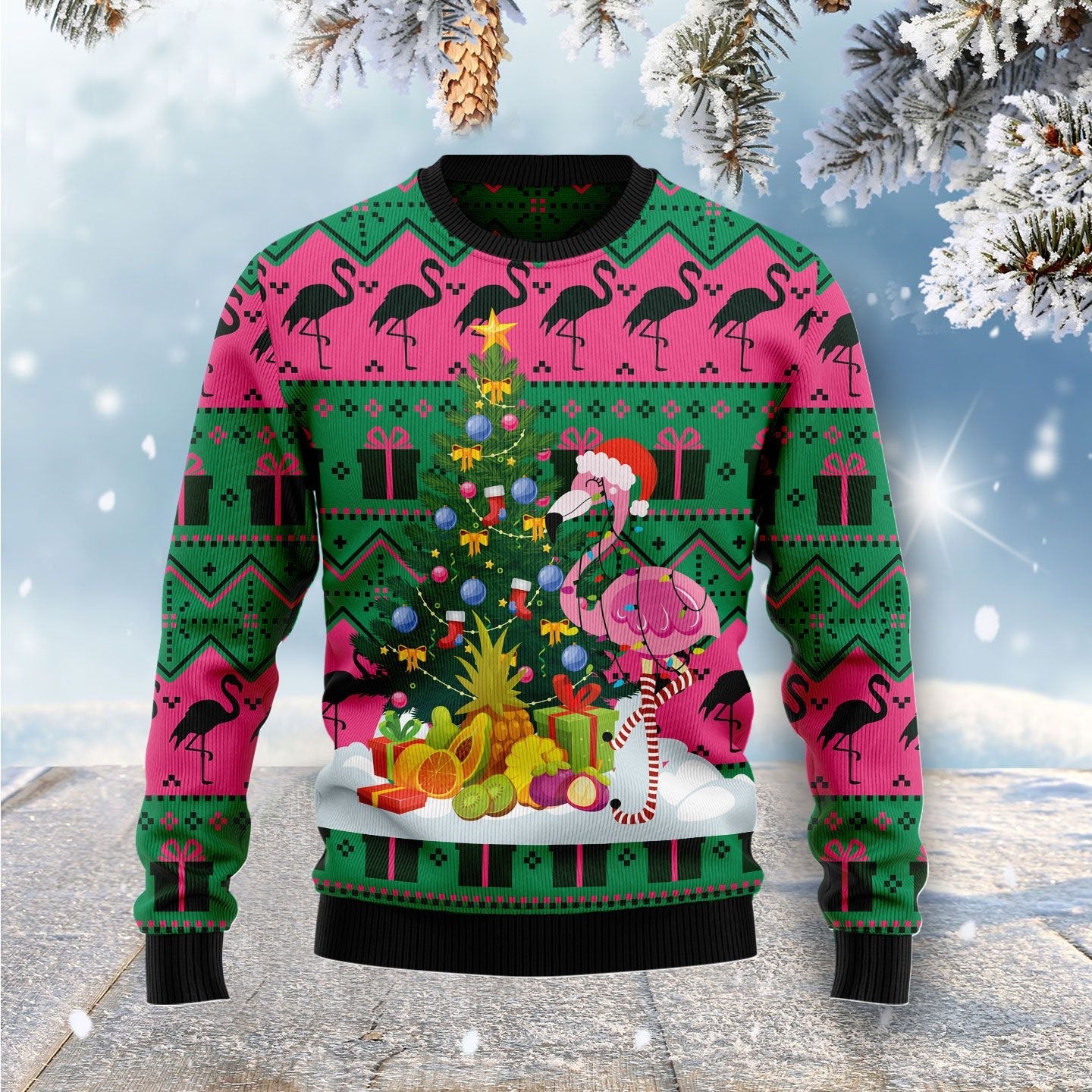 Flamingo Christmas Tree Ugly Christmas Sweater Cute Xmas Sweaters Flamingo Lover Gifts