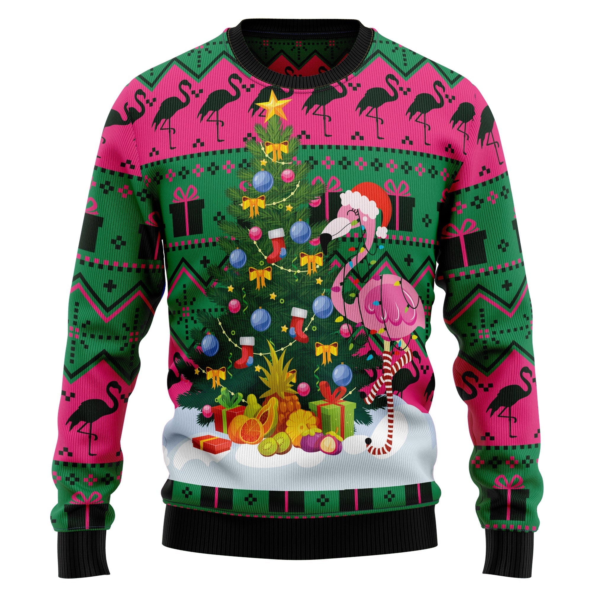 Flamingo Christmas Tree Ugly Christmas Sweater Funny Xmas Jumper Gifts For Flamingo Lovers