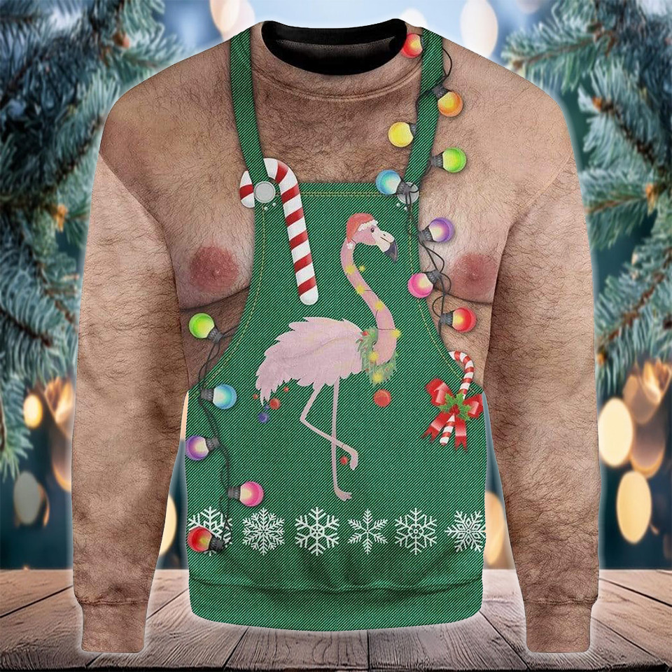 Flamingo Christmas Ugly Sweater Funny Body Xmas Sweater Gifts For Husband