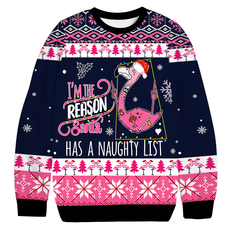 Flamingo Christmas Ugly Sweatshirt Holiday Joke Gift Idea