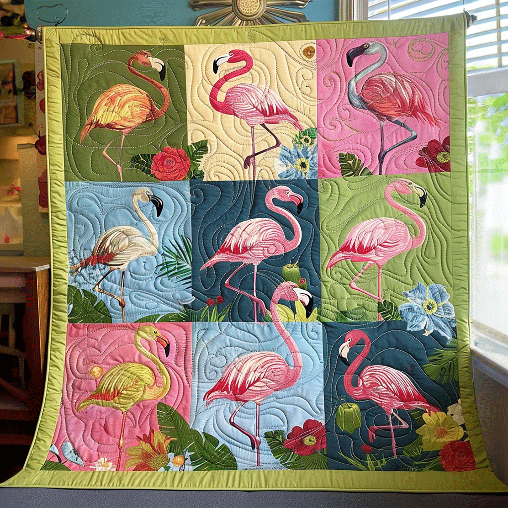 Flamingo Coast Quilted Blanket Gifts For Flamingo Lovers