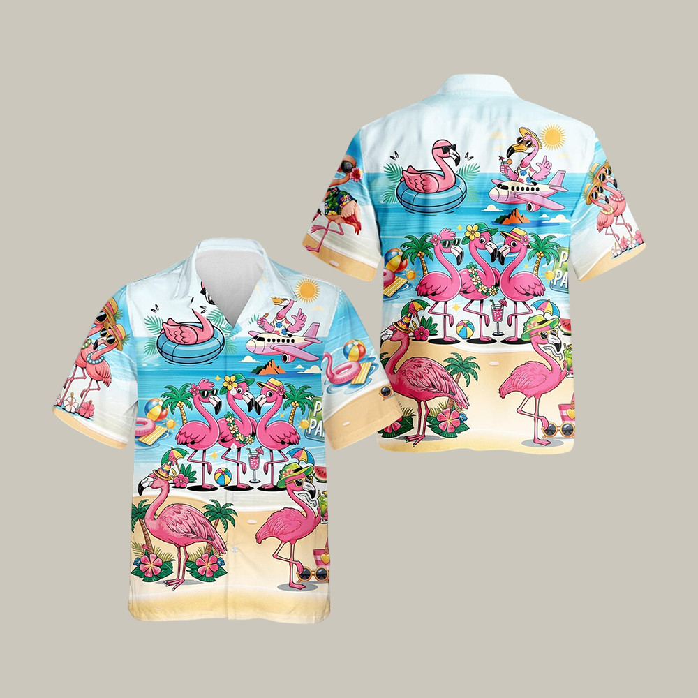 Flamingo Cocktails Beach Hawaiian Shirt Tropical Summer Aloha Shirt Unique Gift For Husband