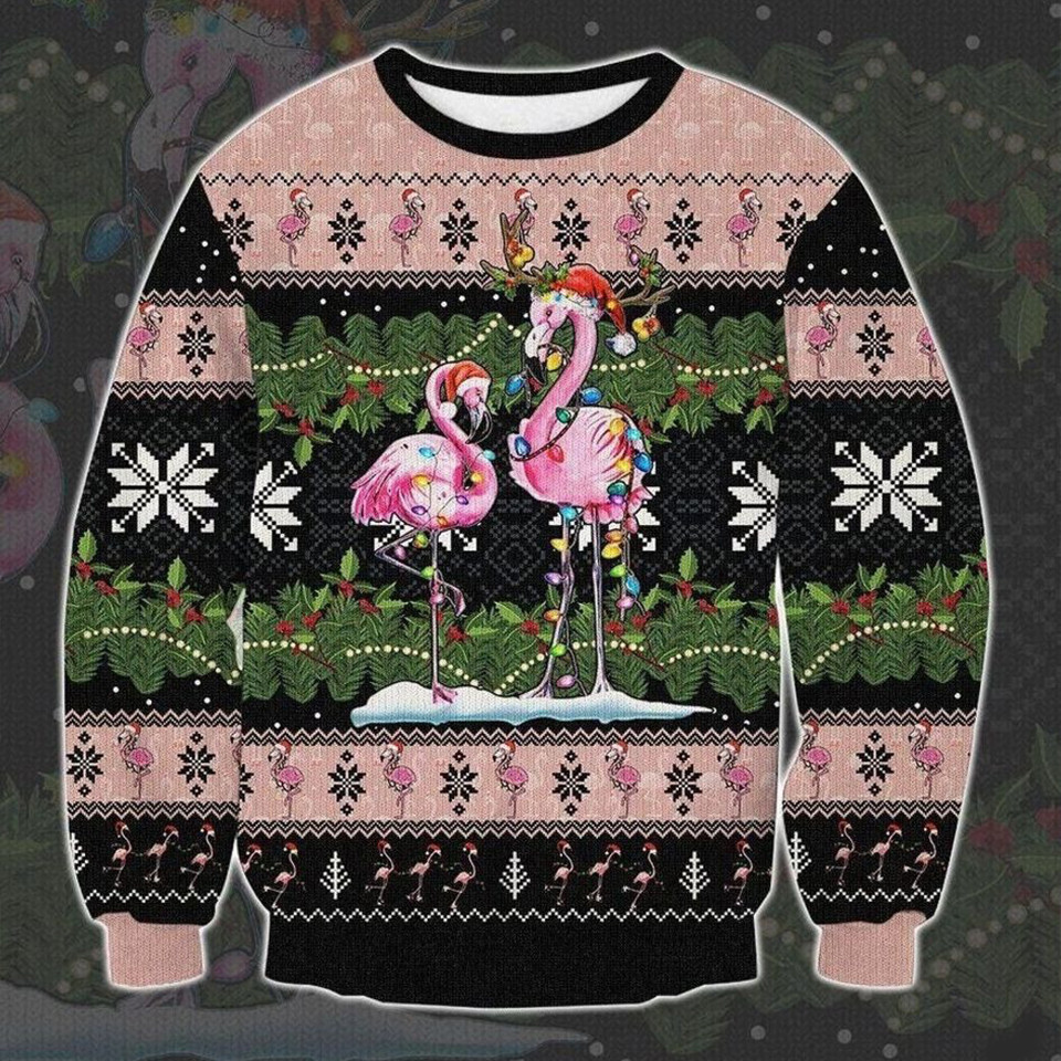 Flamingo Couple Ugly Christmas Sweater Cute Xmas Sweater Gifts For Flamingo Lovers