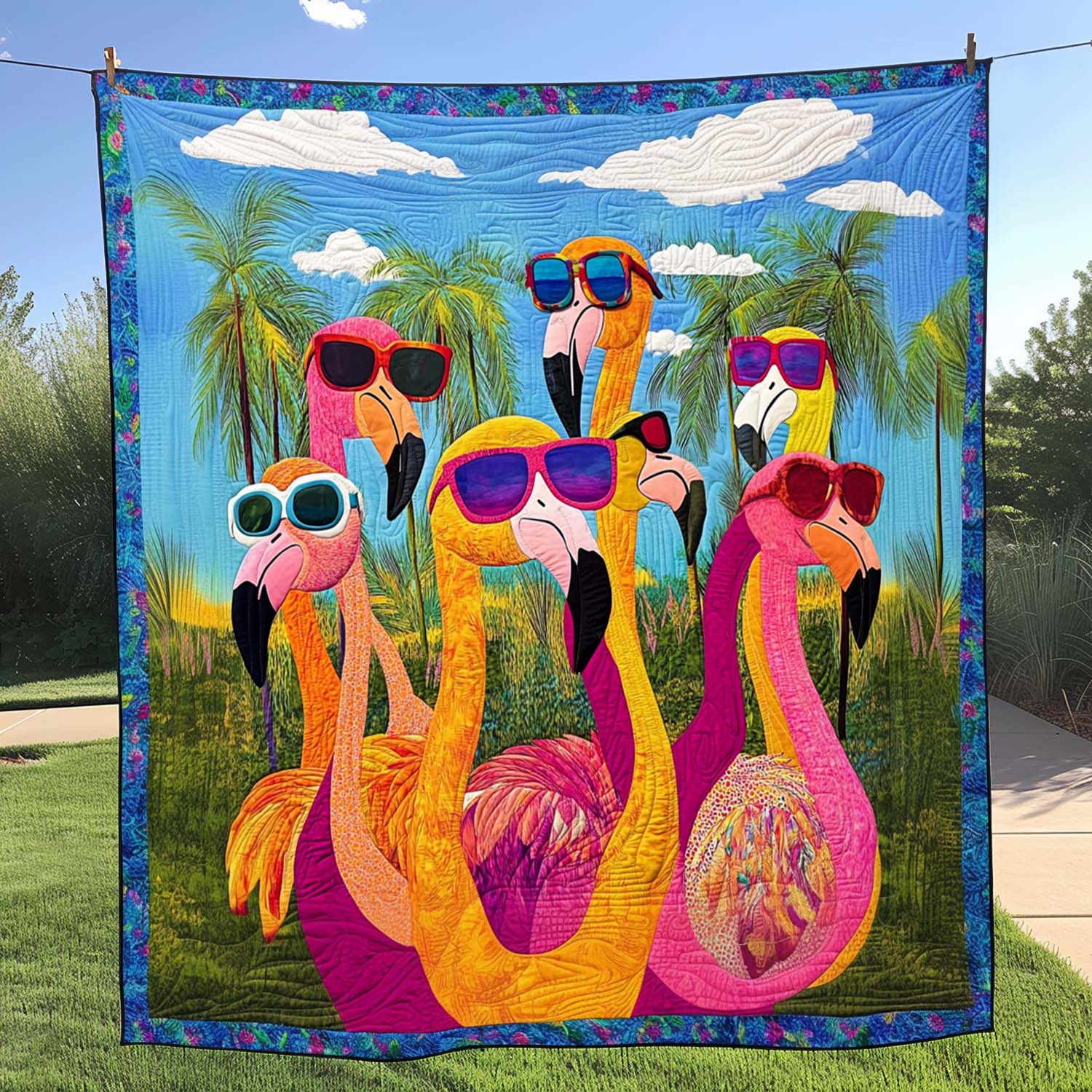 Flamingo Dance Quilted Blanket Flamingo Christmas Presents