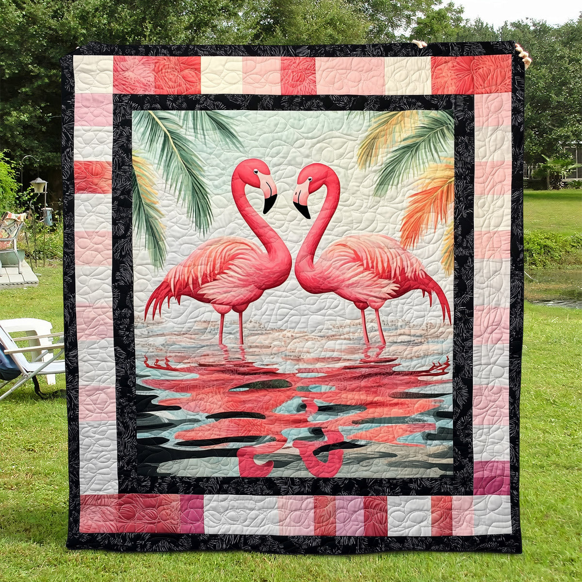 Flamingo Delight Quilted Blanket Flamingo Gifts For Her