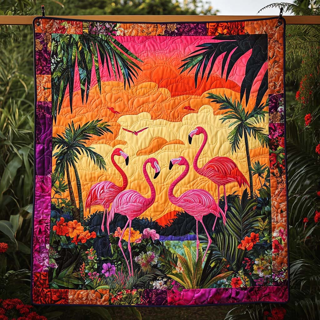 Flamingo Delight Quilted Blanket Flamingo Gifts For Her