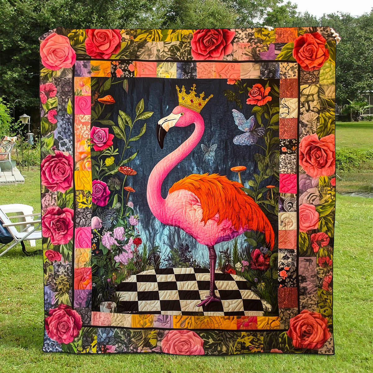 Flamingo Delight Quilted Blanket Flamingo Gifts For Her