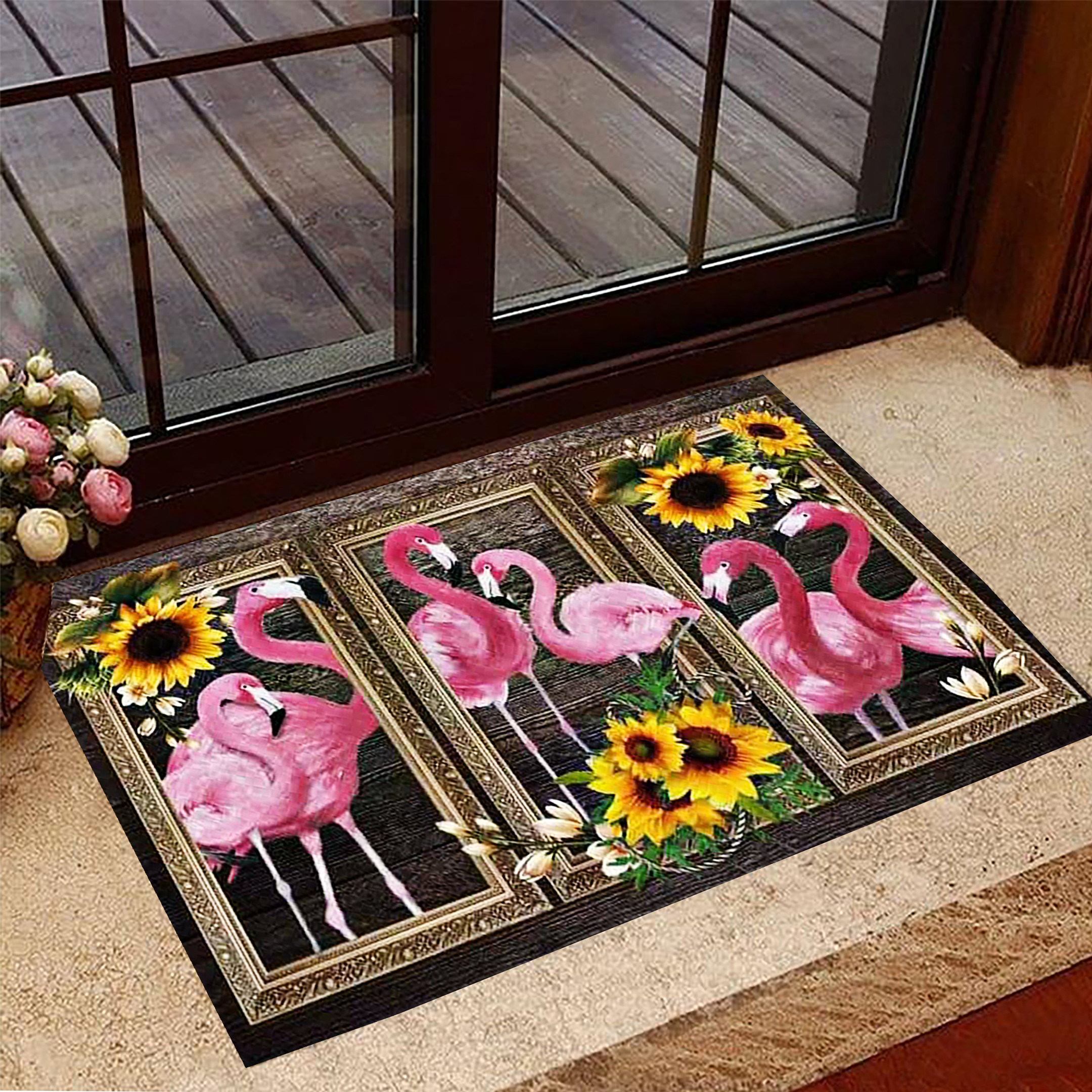 Flamingo Doormat Decorative Sunflower Pink Flamingo Front Door Mat Indoor