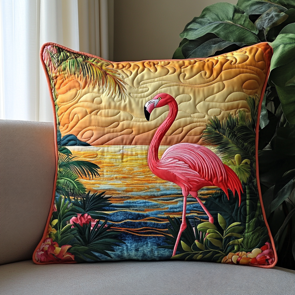 Flamingo Dream Quilted Pillow Case Decorative Throw Pillow Covers Great Flamingo Lover Gifts