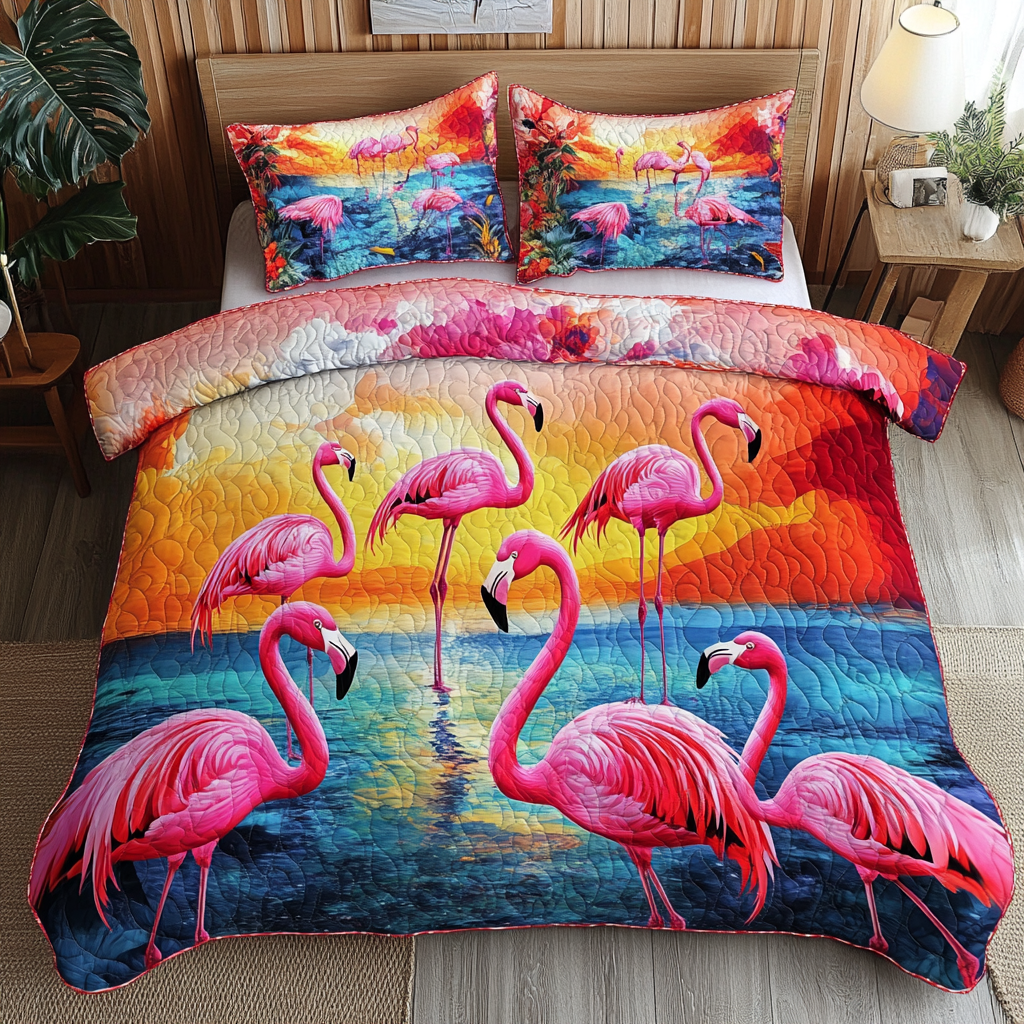 Flamingo Dreams Quilted Bedding Set Best Comforter Sets Flamingo Themed Birthday Presents