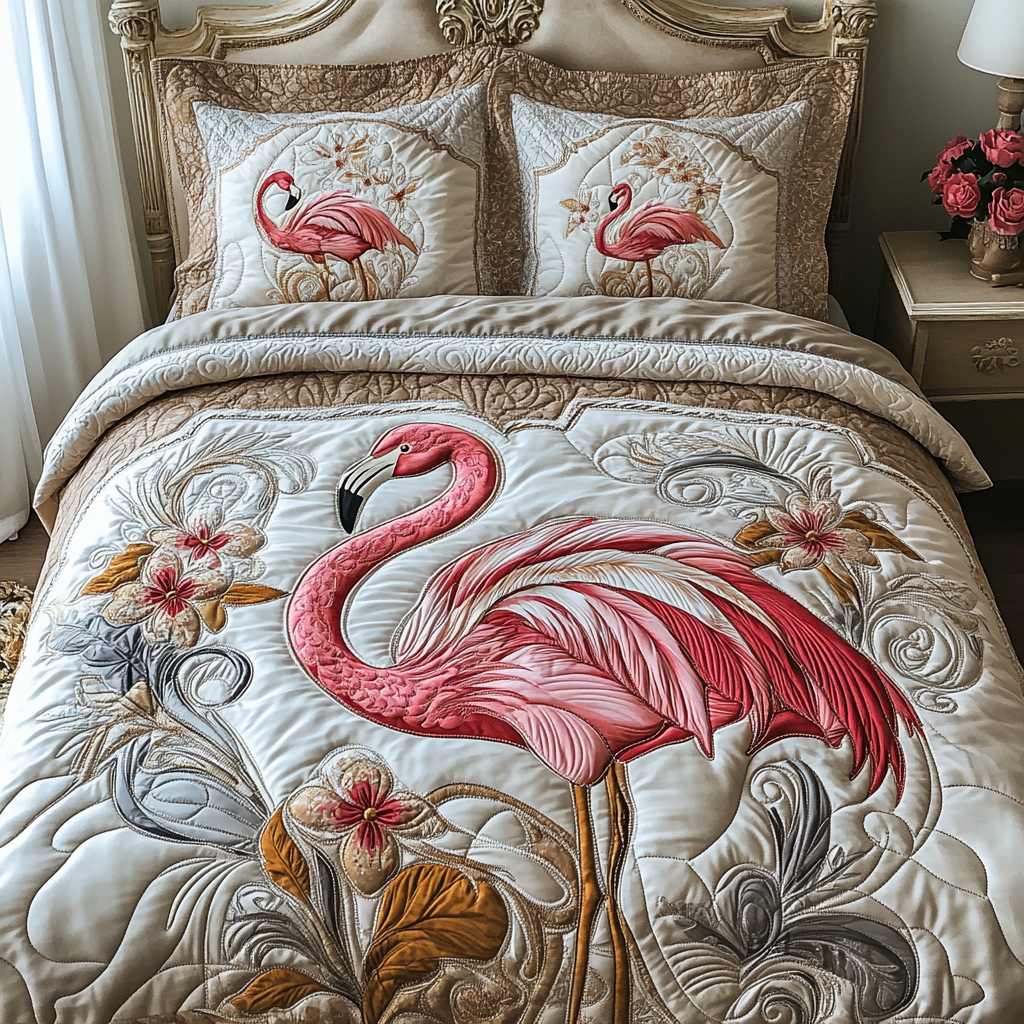 Flamingo Dreams Quilted Bedding Set Christmas Bedding Sets Flamingo Themed Presents