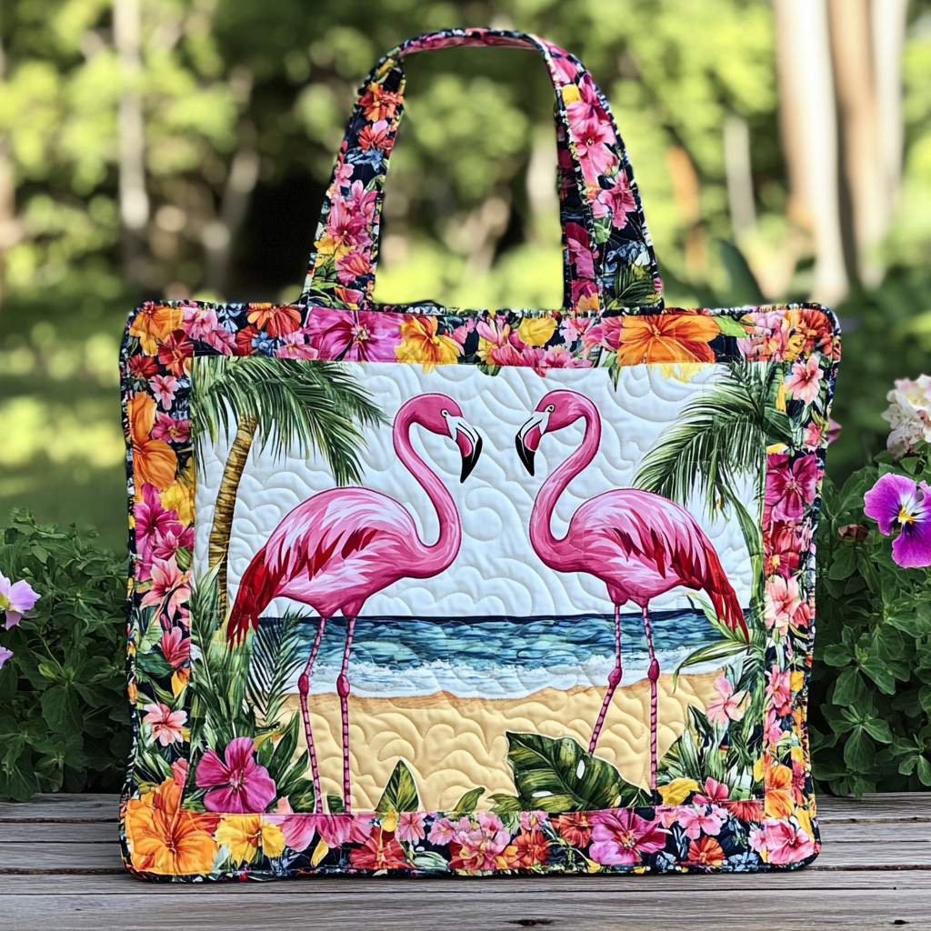 Flamingo Dreams Quilted Tote Bag Flamingo Teacher Gift