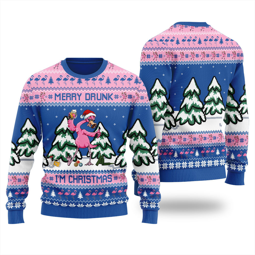 Flamingo Drunk Christmas Ugly Sweater For Women Holiday Merch That Makes a Perfect Christmas Gift