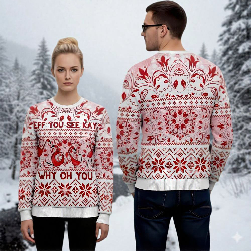 Flamingo Eff You See Kay Why Oh You Ugly Christmas Sweater Christmas Apparel Xmas Gifts