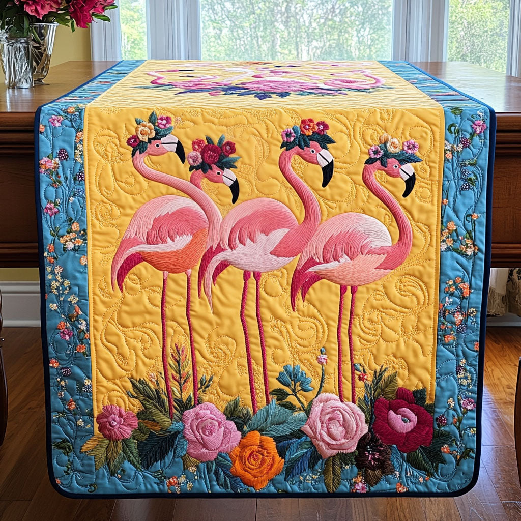 Flamingo Elegance Quilted Table Runner Dinner Table Decor Flamingo Gifts For Adults