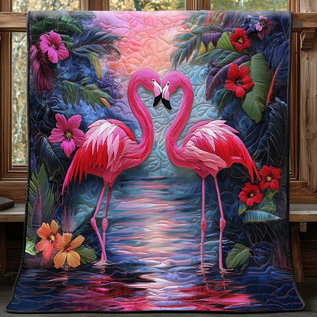 Flamingo Embrace Quilted Blanket Cute Cozy BlanketFlamingo Christmas Gifts