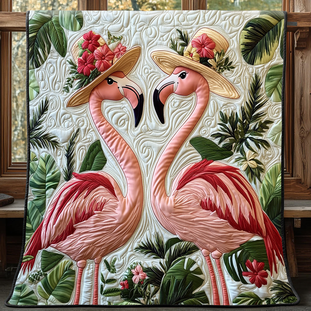 Flamingo Embrace Quilted Blanket Cute Cozy BlanketGifts With Flamingos On Them