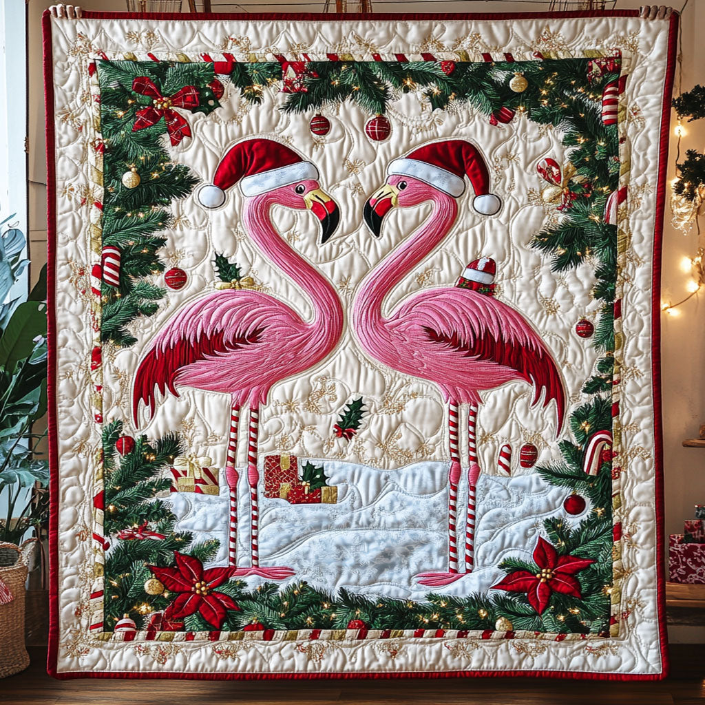 Flamingo Evergreen Quilt Blanket Flamingo Throw Blanket Flamingo Themed Presents