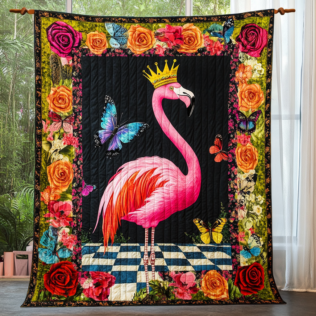 Flamingo Fantasy Quilted Blanket Flamingo Gifts For Her