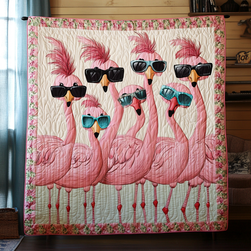 Flamingo Fantasy Quilted Blanket Flamingo Gifts For Ladies