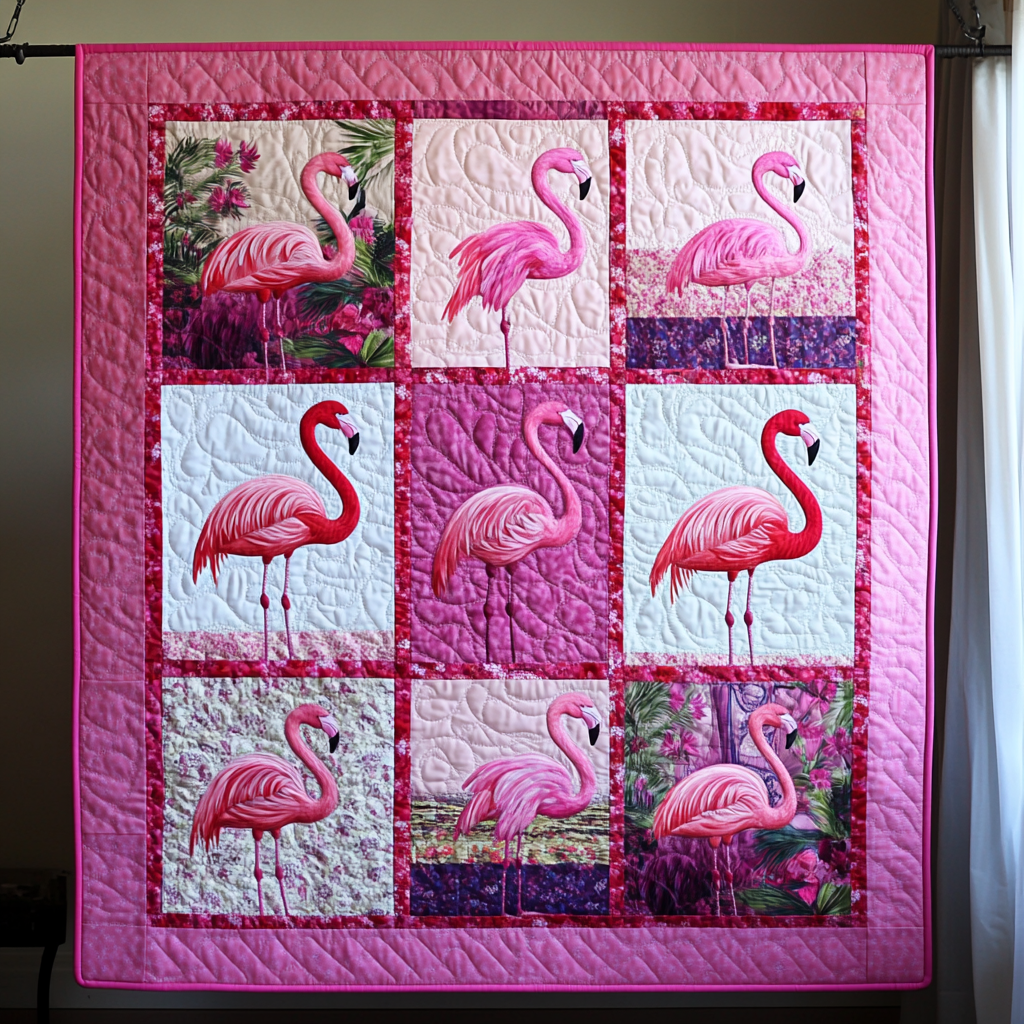 Flamingo Fiesta Quilted Blanket Flamingo Gifts For Ladies