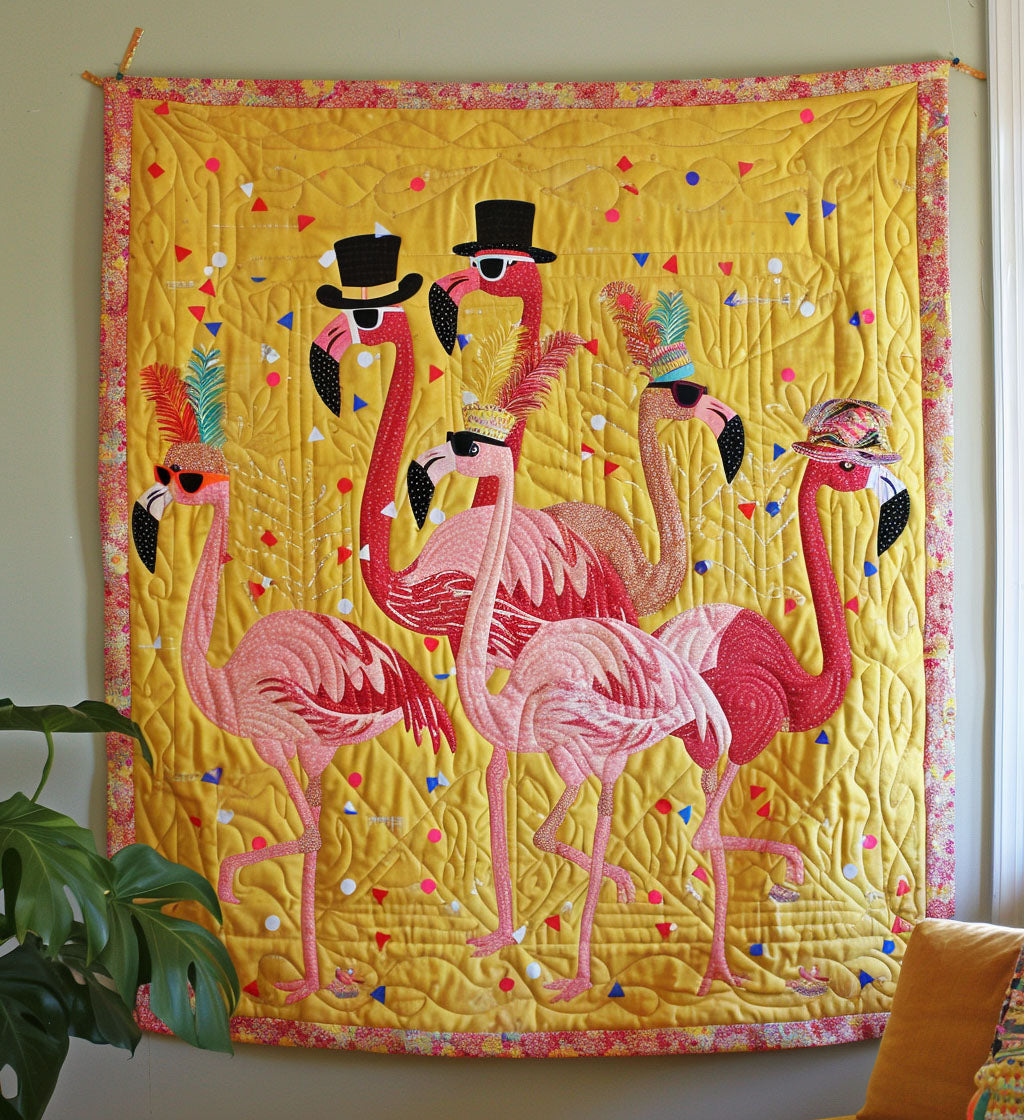Flamingo Fiesta Quilted Blanket Flamingo Gifts For Ladies