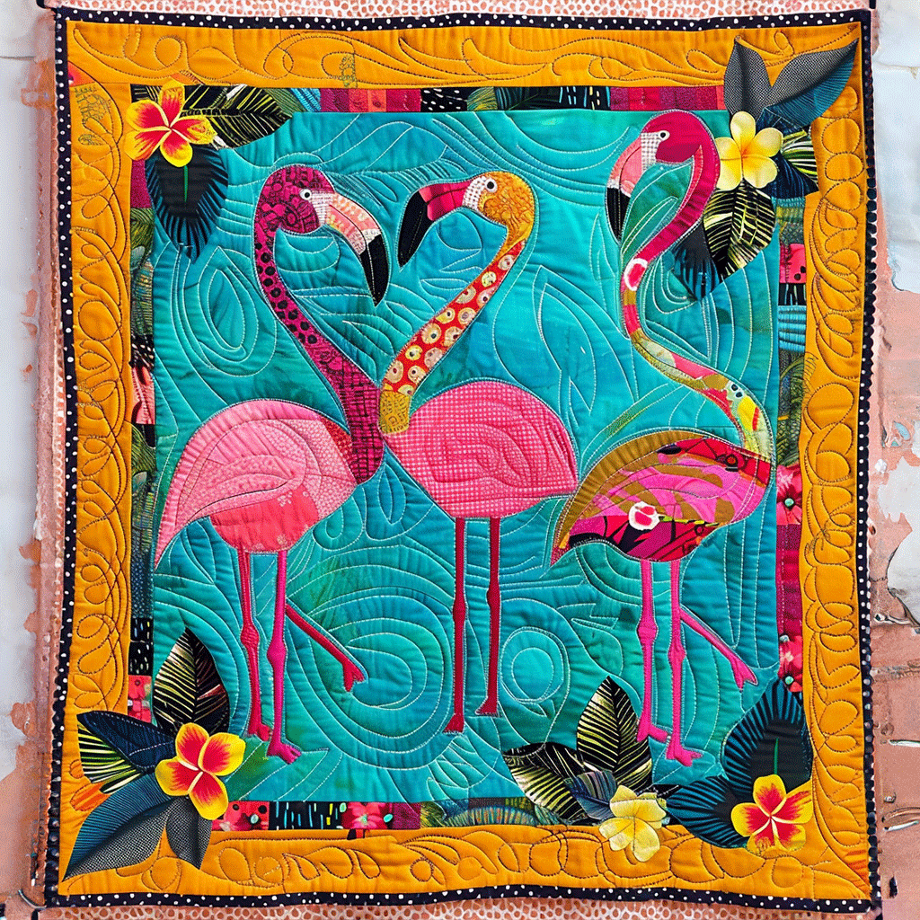 Flamingo Fiesta Quilted Blanket Gifts For Flamingo Lovers