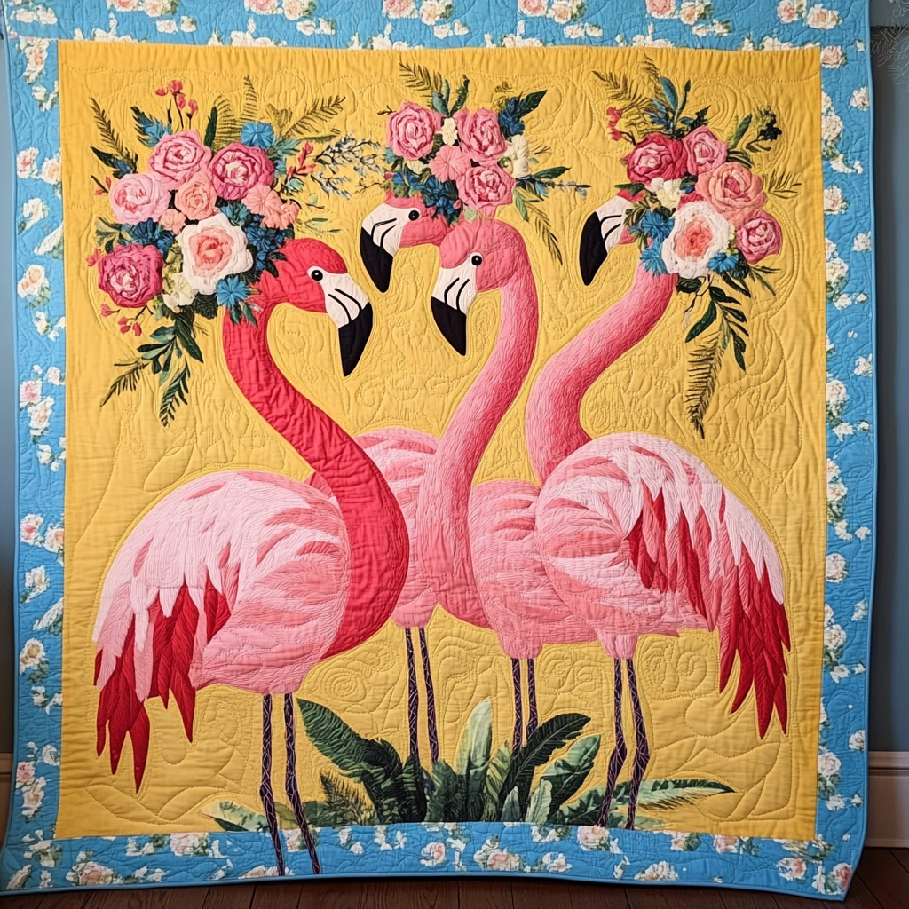 Flamingo Frolic Quilted Blanket Flamingo Gifts For Her