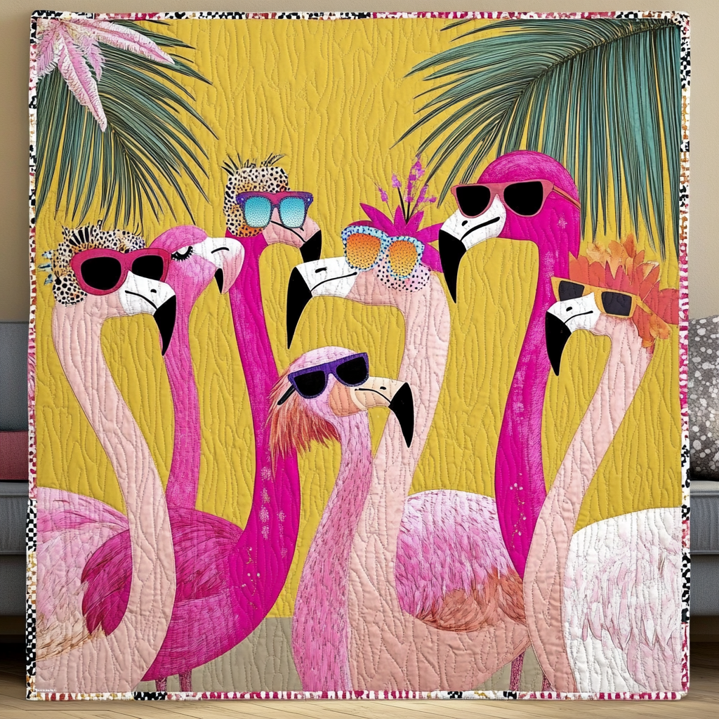Flamingo Fun Quilted Blanket Flamingo Gifts For Ladies