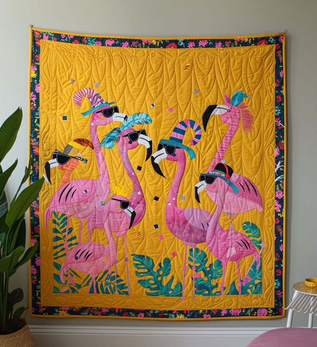 Flamingo Fun Quilted Blanket Flamingo Gifts For Ladies
