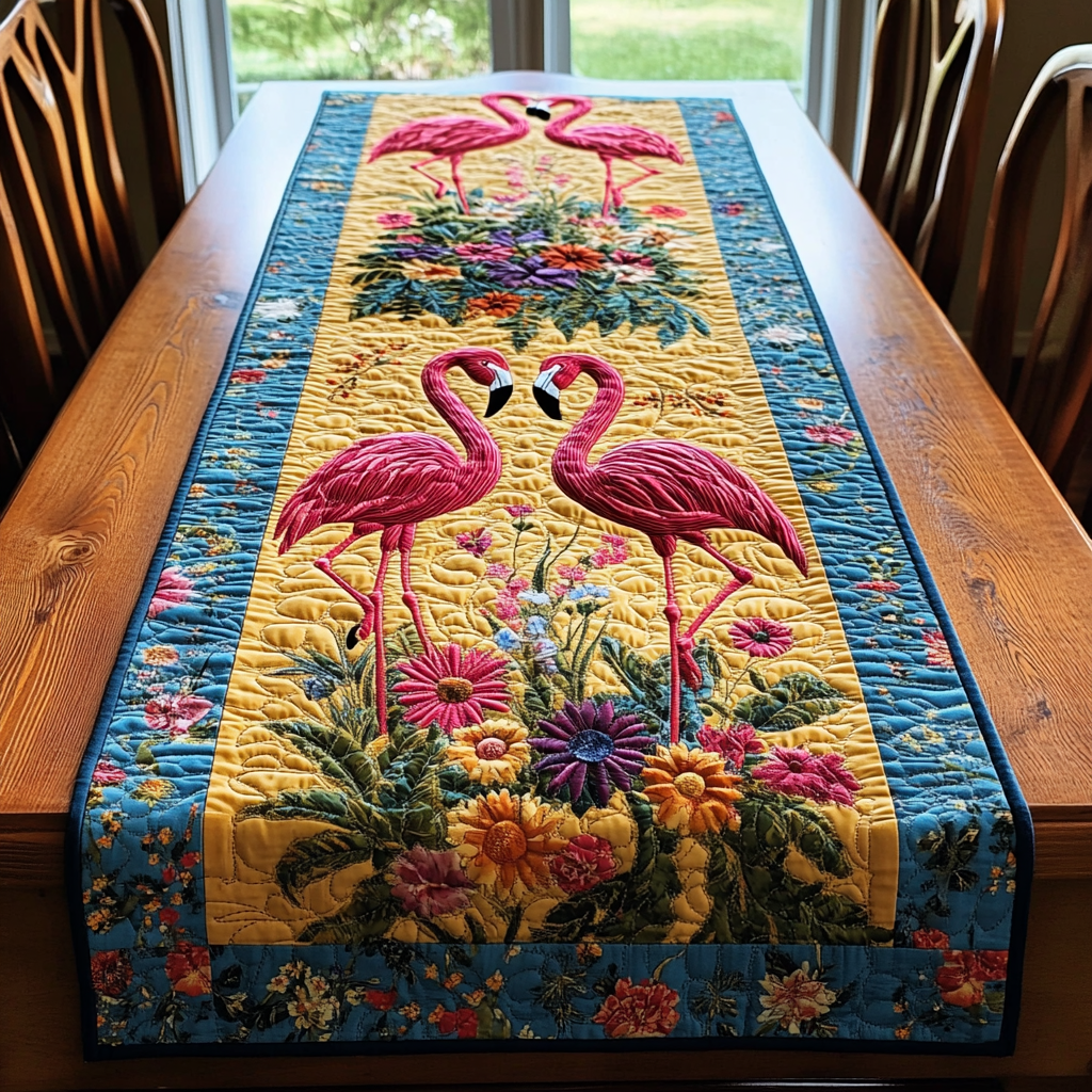 Flamingo Fun Quilted Table Runner Dining Room Decor Ideas Gifts For Flamingo Lovers