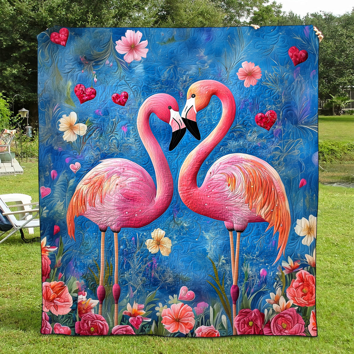 Flamingo Gala Quilted Blanket Flamingo Gifts For Her