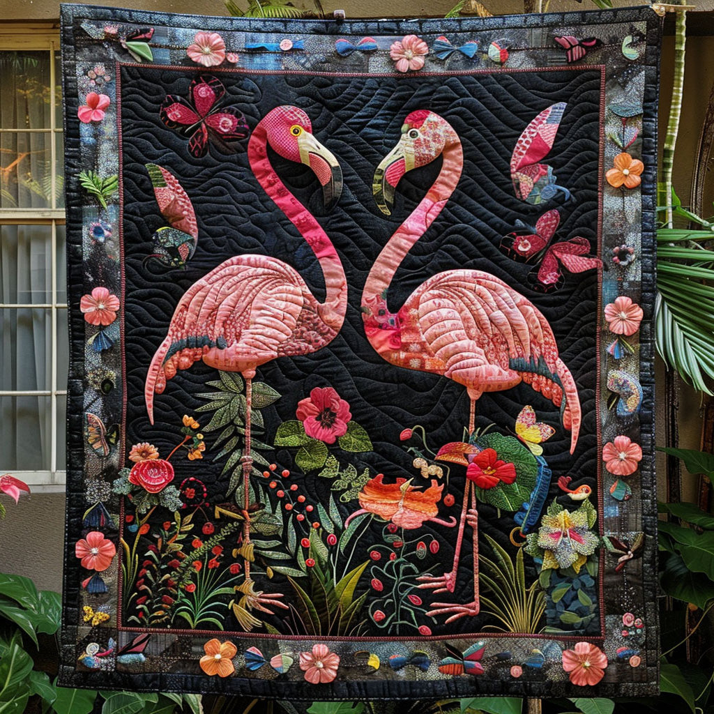 Flamingo Garden Quilted Blanket Flamingo Gifts For Ladies