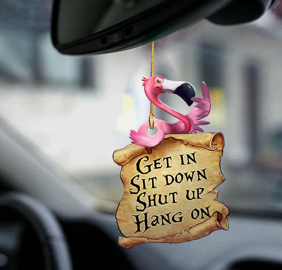 Flamingo get in flamingo lover two sided ornament for car