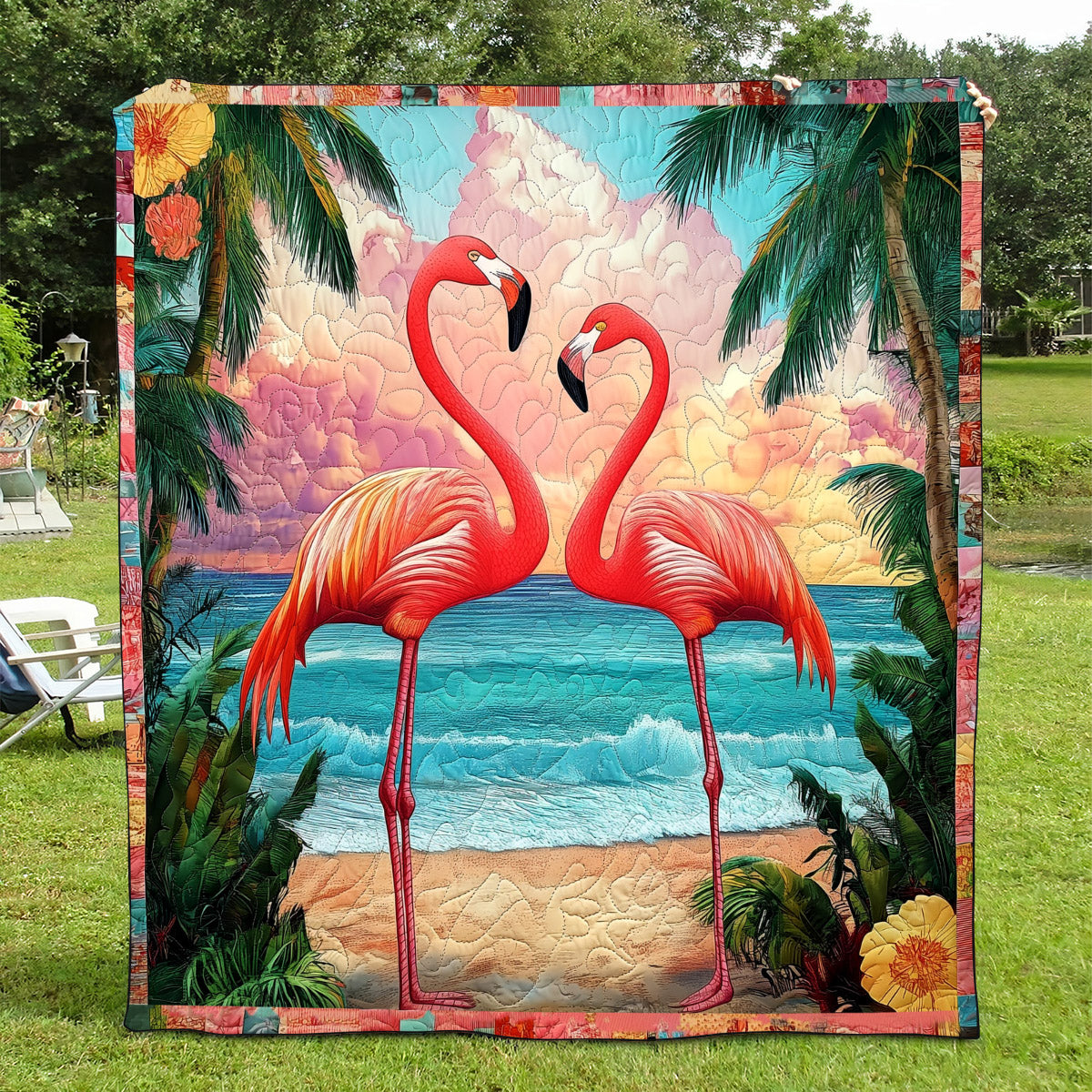 Flamingo Glam Quilted Blanket Flamingo Gifts For Her