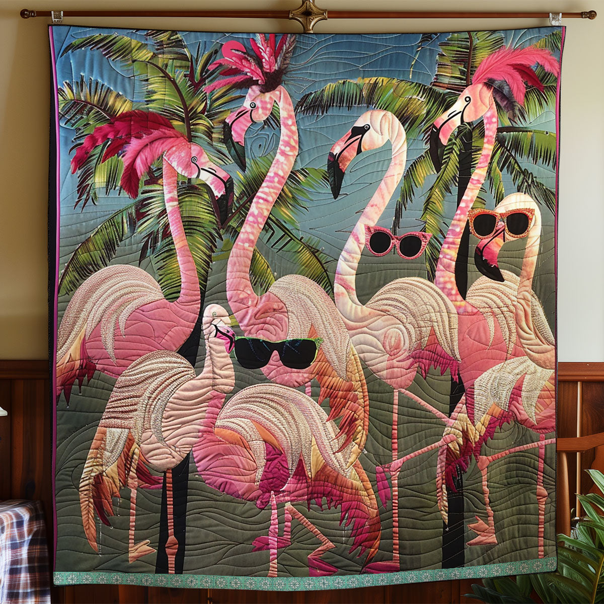 Flamingo Glamour Moments Quilt Soft Quilt Blanket Gift to Warm Hearts