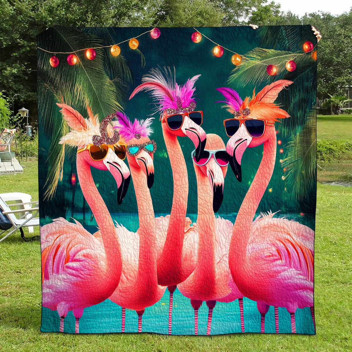 Flamingo Gleam Quilted Blanket Flamingo Gifts For Her