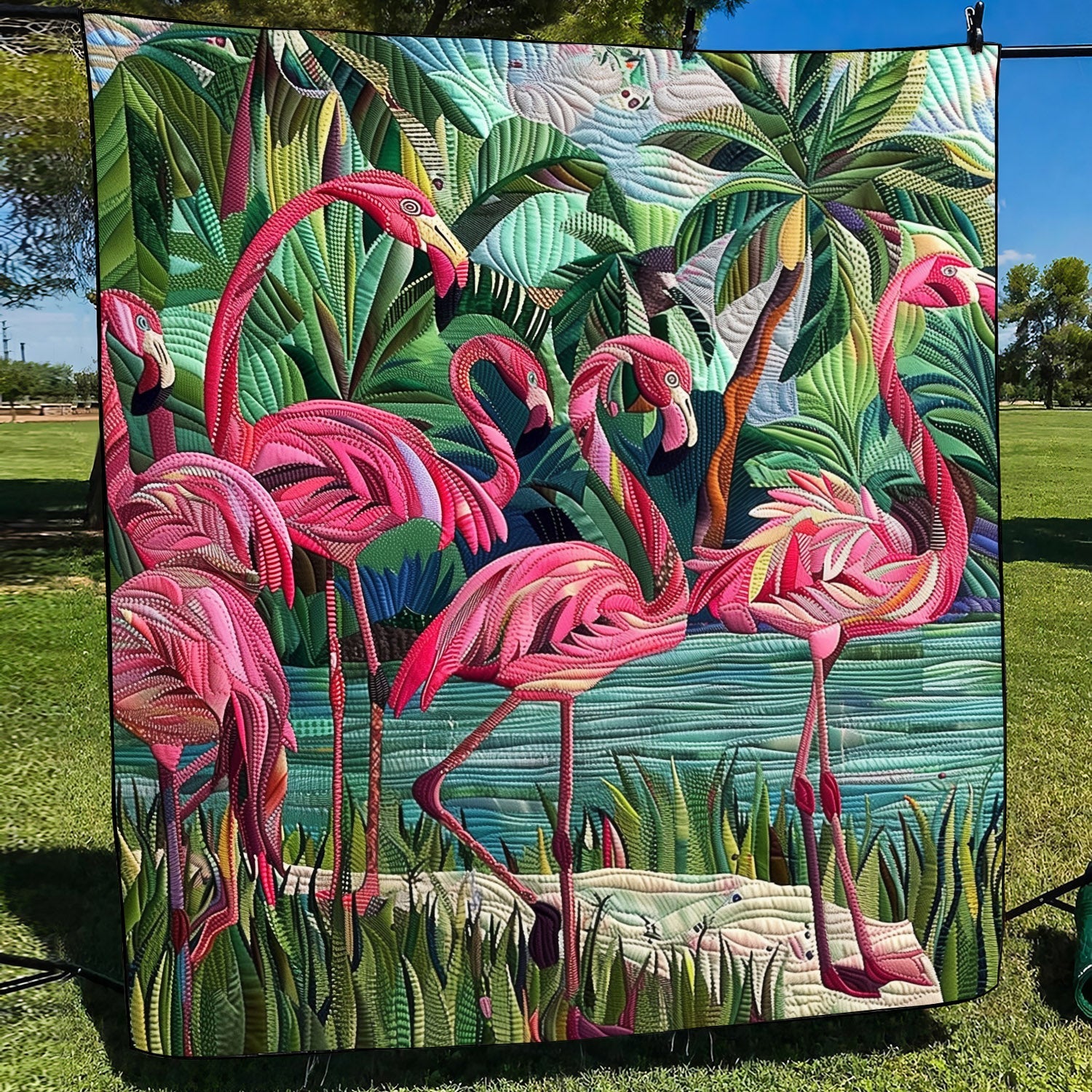 Flamingo Glow Quilted Blanket Flamingo Gifts For Her