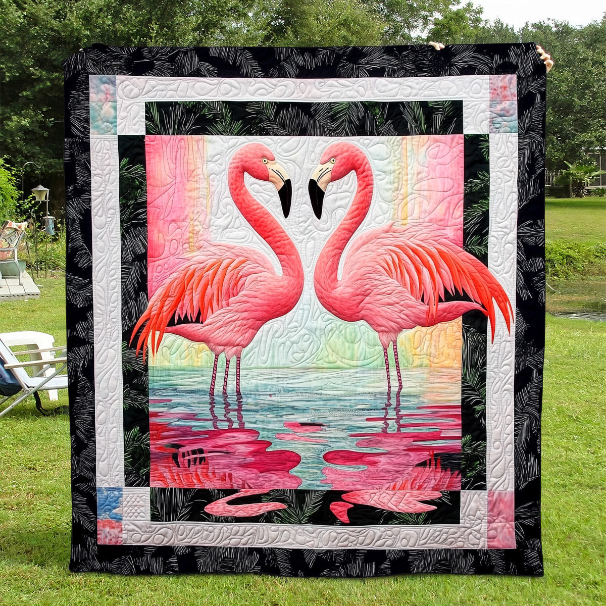 Flamingo Glow Quilted Blanket Flamingo Gifts For Her