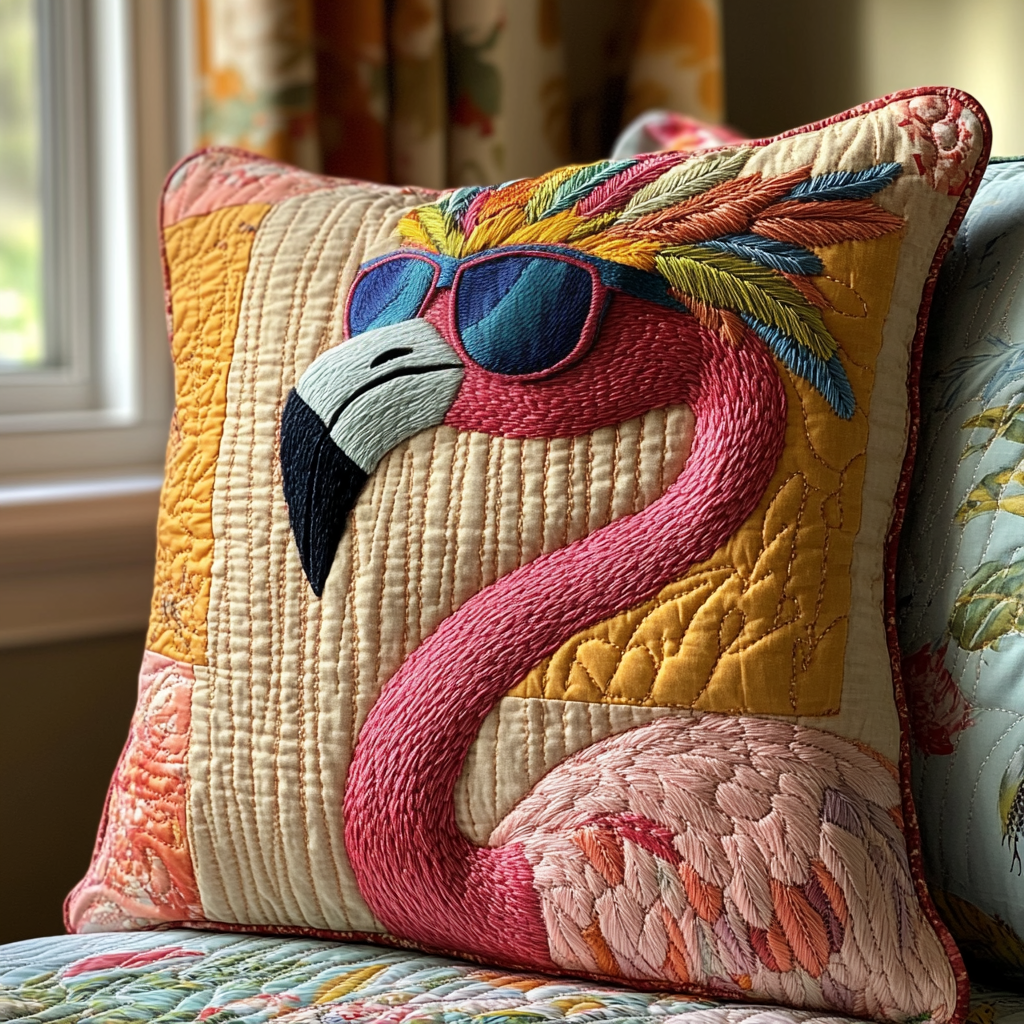 Flamingo Glow Quilted Pillow Case Best Throw Pillow Covers Flamingo Christmas Gifts