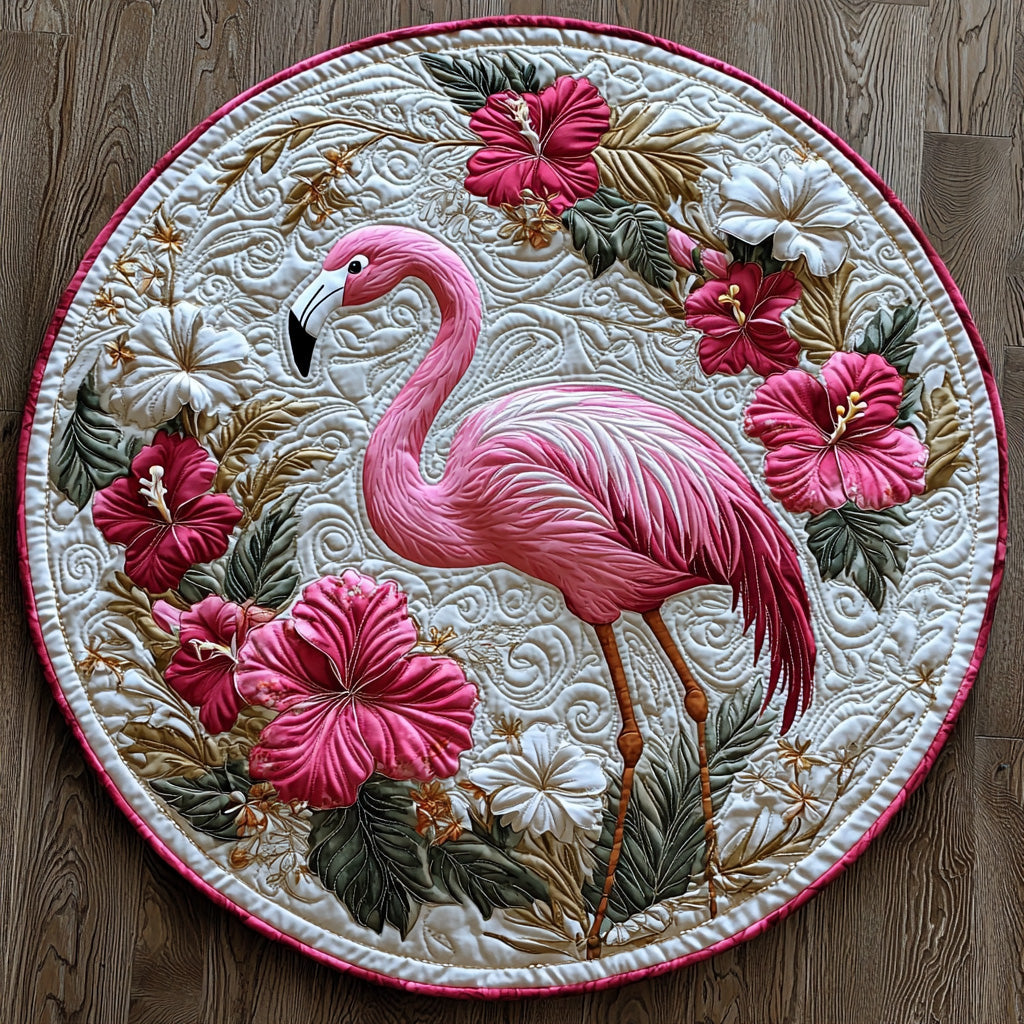 Flamingo Glow Quilted Round Mat Front Door Entryway Ideas Gifts For Ranchers