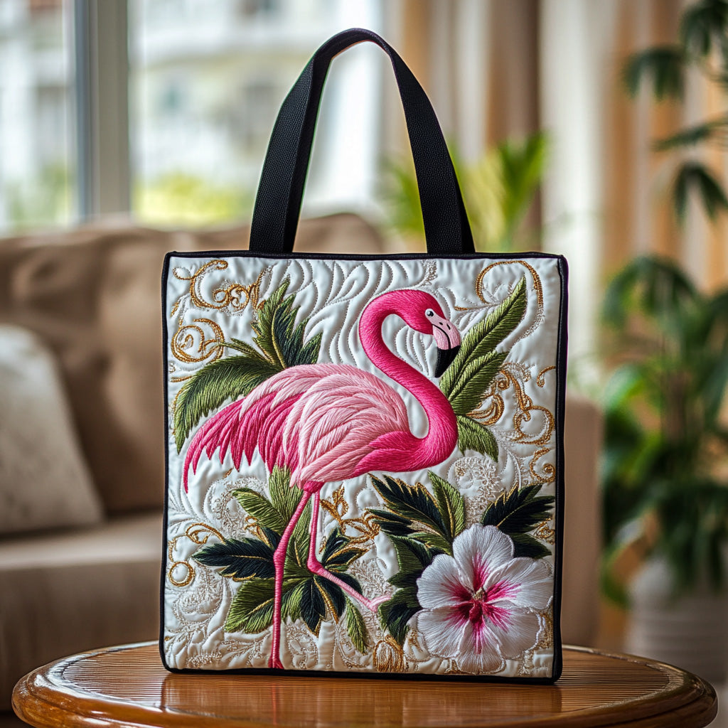 Flamingo Glow Quilted Tote Bag Flamingo Presents
