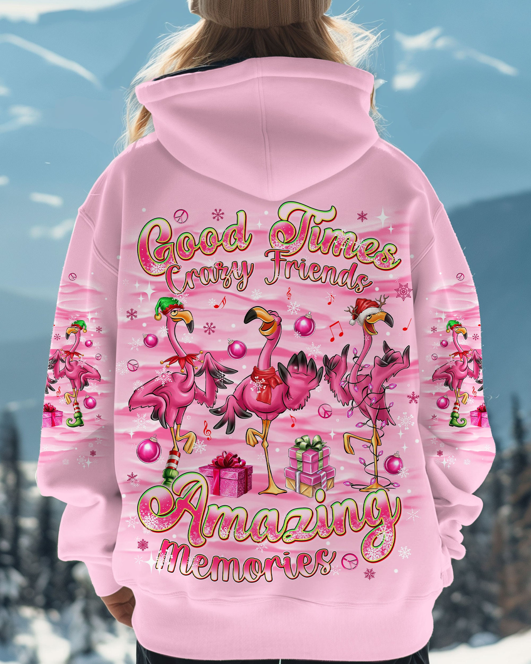 Flamingo Good Times Crazy Friends Hoodie Christmas Merch Pink Flamingo Gifts For Friends