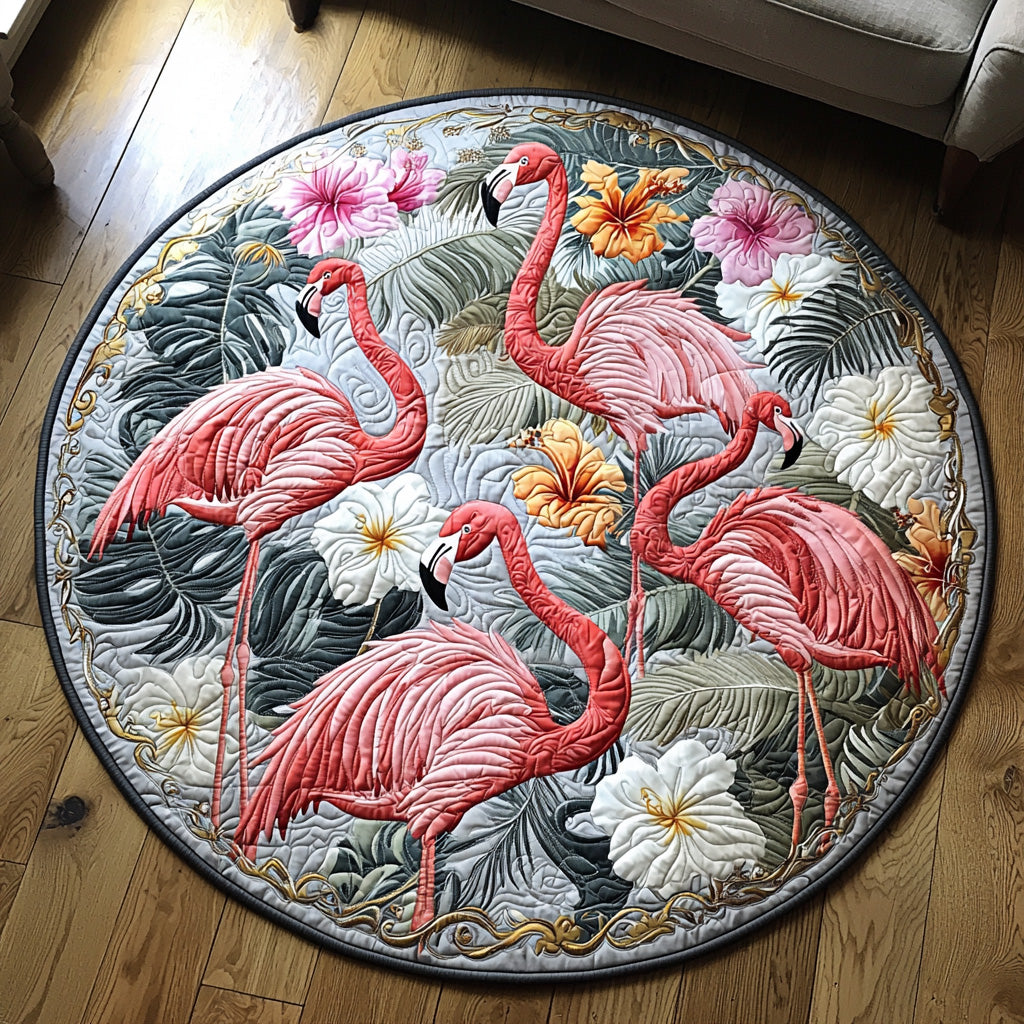 Flamingo Groove Quilted Round Mat Front Entryway Ideas Gift For Cattle Rancher